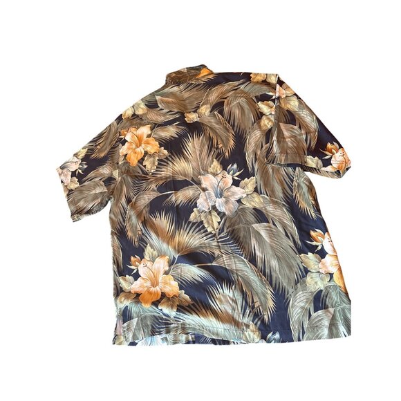 Tommy Bahama Mens 100% Silk Hawaiian Shirt L Floral Tropical Print Short Sleeve - Picture 4 of 4